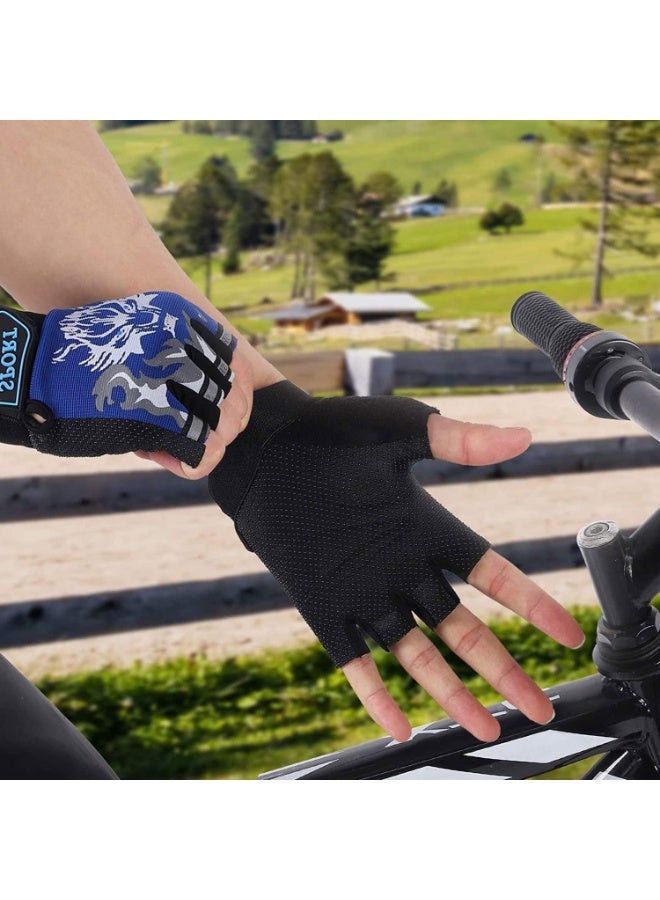 CLENEA Kids Fingerless Cycling Gloves, Children Half Finger Sport Gloves, Breathable Non-Slip Shock-Absorbing Child Riding Bike Gloves, Fishing Roller Skating Hunting Climbing Gloves - Image 5